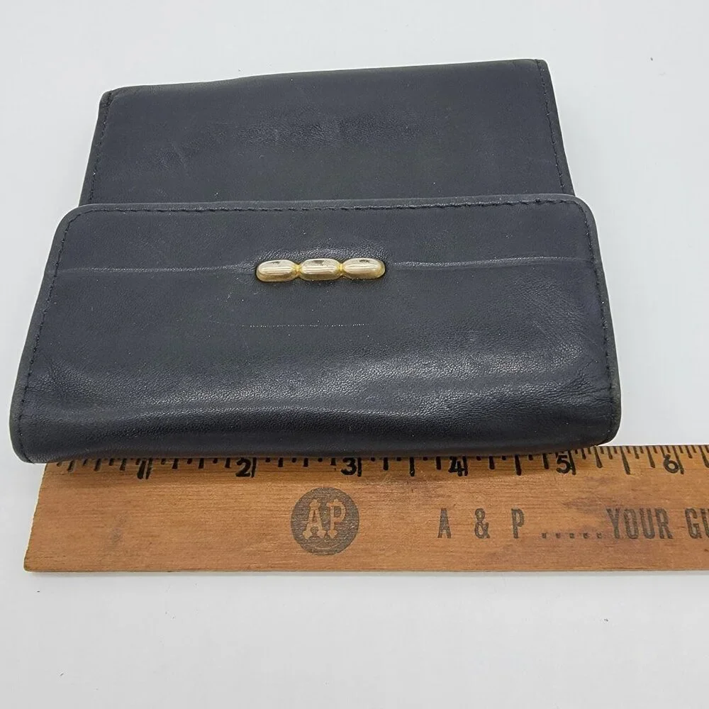 Vintage Rolfs‎ Wallet Women's Black Leather Trifold Coin Purse Read Desc
